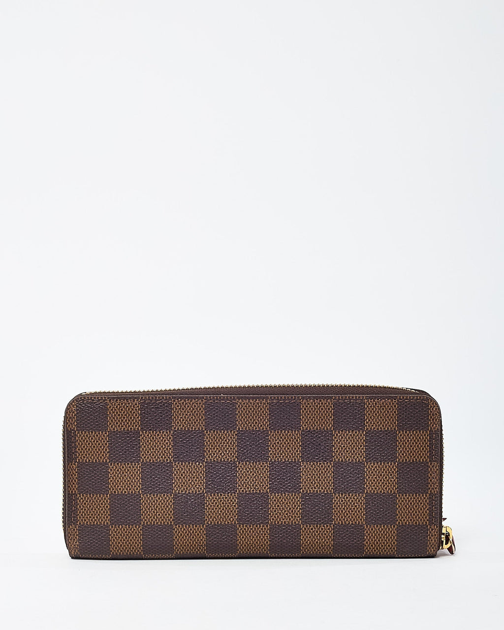 Louis Vuitton Damier Ebene Coated Canvas Red Interior Clemence Wallet